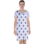 Polka Dots - Ube Violet on White Short Sleeve Nightdress