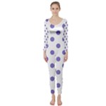 Polka Dots - Ube Violet on White Long Sleeve Catsuit
