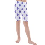 Polka Dots - Ube Violet on White Kid s Mid Length Swim Shorts