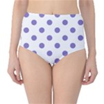 Polka Dots - Ube Violet on White High-Waist Bikini Bottoms