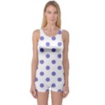 Polka Dots - Ube Violet on White One Piece Boyleg Swimsuit