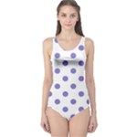 Polka Dots - Ube Violet on White One Piece Swimsuit