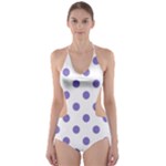 Polka Dots - Ube Violet on White Cut-Out One Piece Swimsuit