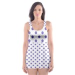 Polka Dots - Ube Violet on White Skater Dress Swimsuit
