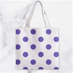 Polka Dots - Ube Violet on White Zipper Grocery Tote Bag