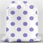Polka Dots - Ube Violet on White Drawstring Bag (Large)
