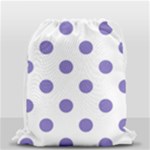 Polka Dots - Ube Violet on White Drawstring Bag (Small)