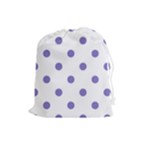 Polka Dots - Ube Violet on White Drawstring Pouch (L)