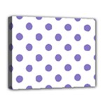 Polka Dots - Ube Violet on White Deluxe Canvas 20  x 16  (Stretched)