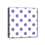 Polka Dots - Ube Violet on White Mini Canvas 4  x 4  (Stretched)