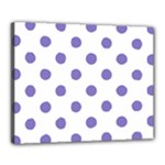 Polka Dots - Ube Violet on White Canvas 20  x 16  (Stretched)