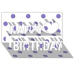 Polka Dots - Ube Violet on White Happy Birthday 3D Greeting Card (8x4)