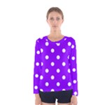 Polka Dots - White on Violet Women s Long Sleeve T-shirt