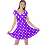 Polka Dots - White on Violet Cap Sleeve Dress