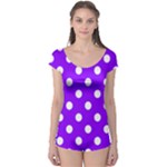 Polka Dots - White on Violet Boyleg Leotard (Ladies)