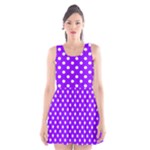 Polka Dots - White on Violet Scoop Neck Skater Dress