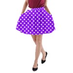 Polka Dots - White on Violet A-Line Pocket Skirt