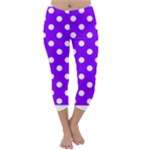 Polka Dots - White on Violet Capri Winter Leggings