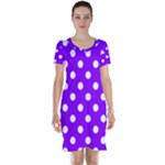 Polka Dots - White on Violet Short Sleeve Nightdress