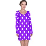 Polka Dots - White on Violet Long Sleeve Nightdress