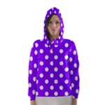 Polka Dots - White on Violet Hooded Wind Breaker (Women)