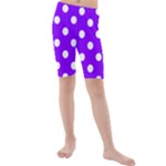 Polka Dots - White on Violet Kid s Mid Length Swim Shorts