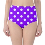 Polka Dots - White on Violet High-Waist Bikini Bottoms