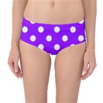 Polka Dots - White on Violet Mid-Waist Bikini Bottoms