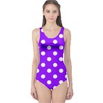 Polka Dots - White on Violet One Piece Swimsuit
