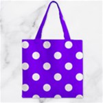 Polka Dots - White on Violet Zipper Grocery Tote Bag