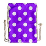 Polka Dots - White on Violet Drawstring Bag (Large)