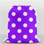 Polka Dots - White on Violet Drawstring Bag (Small)