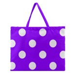 Polka Dots - White on Violet Zipper Large Tote Bag