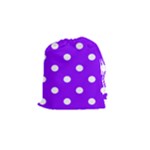 Polka Dots - White on Violet Drawstring Pouch (S)