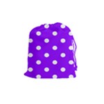 Polka Dots - White on Violet Drawstring Pouch (M)