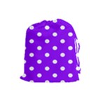 Polka Dots - White on Violet Drawstring Pouch (L)