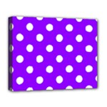 Polka Dots - White on Violet Deluxe Canvas 20  x 16  (Stretched)
