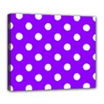Polka Dots - White on Violet Deluxe Canvas 24  x 20  (Stretched)