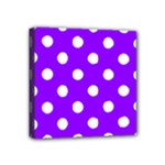 Polka Dots - White on Violet Mini Canvas 4  x 4  (Stretched)