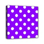 Polka Dots - White on Violet Mini Canvas 6  x 6  (Stretched)