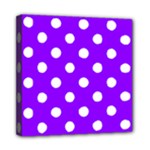 Polka Dots - White on Violet Mini Canvas 8  x 8  (Stretched)