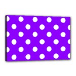 Polka Dots - White on Violet Canvas 18  x 12  (Stretched)