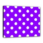 Polka Dots - White on Violet Canvas 20  x 16  (Stretched)