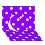 Polka Dots - White on Violet Heart 3D Greeting Card (7x5)