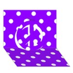Polka Dots - White on Violet Peace Sign 3D Greeting Card (7x5)