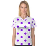 Polka Dots - Violet on White Women s V-Neck Sport Mesh Tee