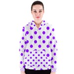 Polka Dots - Violet on White Women s Zipper Hoodie