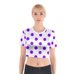 Polka Dots - Violet on White Cotton Crop Top