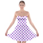 Polka Dots - Violet on White Strapless Bra Top Dress