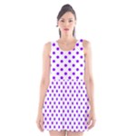 Polka Dots - Violet on White Scoop Neck Skater Dress